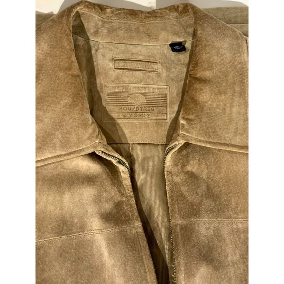 Roundtree & Yorke Suede Leather Jacket XXL Tan Zip Front Classic Look NEW - Picture 5 of 9